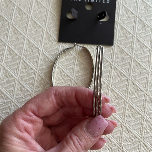 The Limited Silvertone Hoop Pierced Earrings NWT - Picture 7 of 10